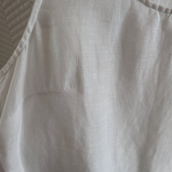 Cynthia Rowley White 100% Linen Embroidered Hem Sleeveless Top Medium Summer - Picture 8 of 12